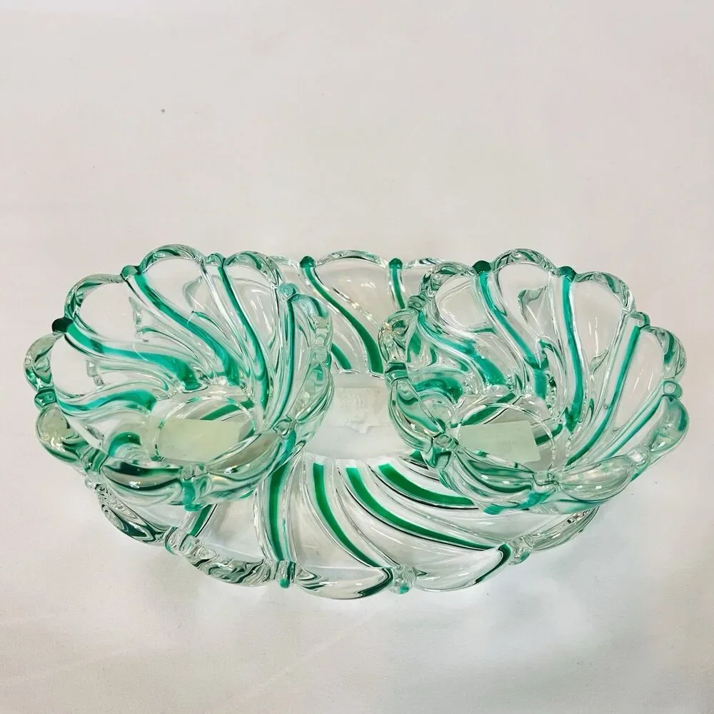 Vintage Mikasa Peppermint Green Glass 3-Piece Set Made in Germany